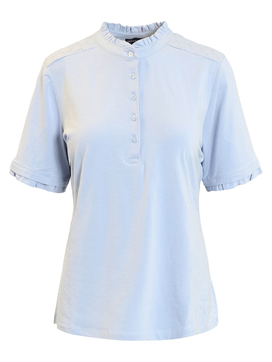 Kentucky Blue Broiderie Trim Short Sleeve Top 220160