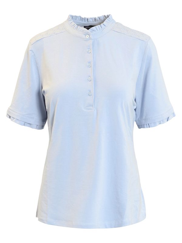 Kentucky Blue Broiderie Trim Short Sleeve Top 220160