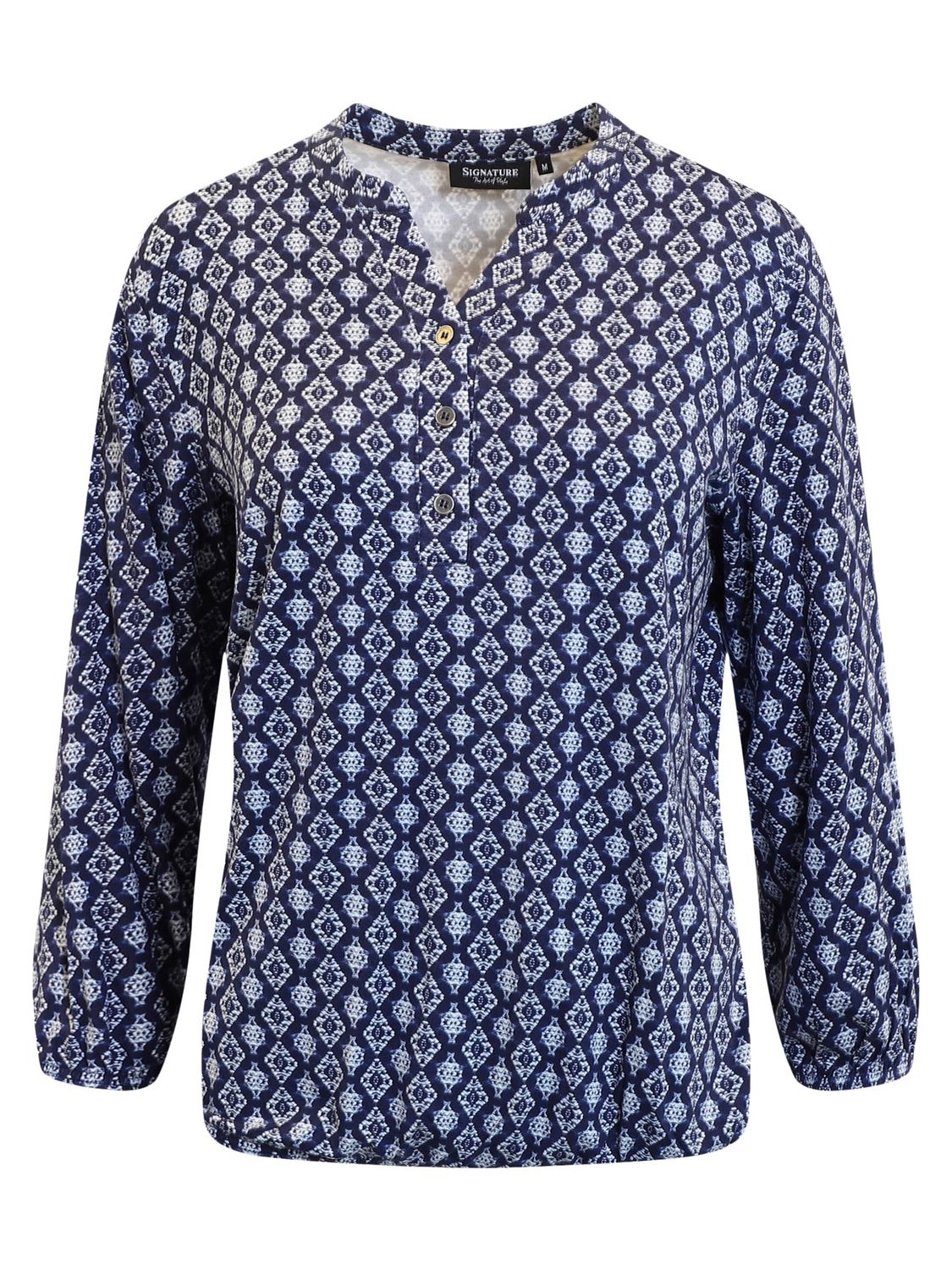 Navy Geometric 3/4 Sleeve Top 219848