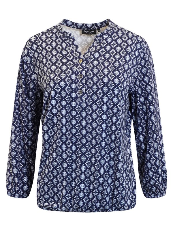 Navy Geometric 3/4 Sleeve Top 219848