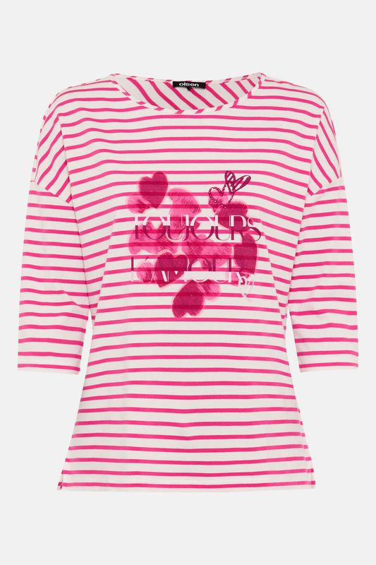 Spring Garden Toujours Striped 3/4 Sleeve Top - Electric Fuchsia