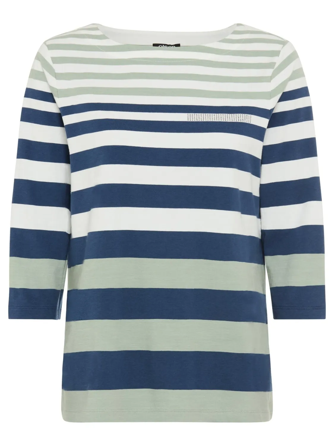 Spring Garden Boat Neck 3/4 Sleeve Top - True Navy