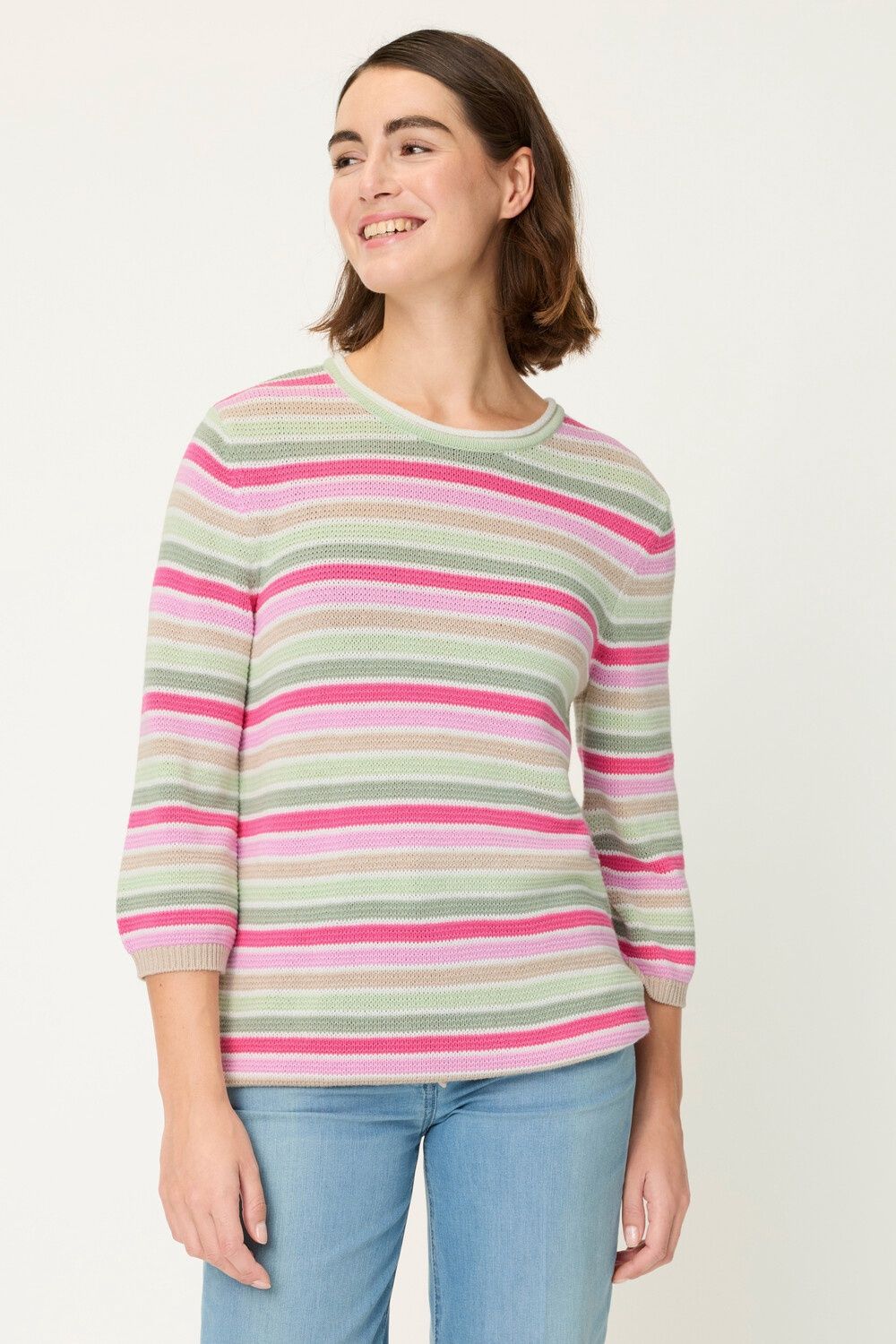 Spring Garden Striped Sweater 11004823 - Electric Fuchsia
