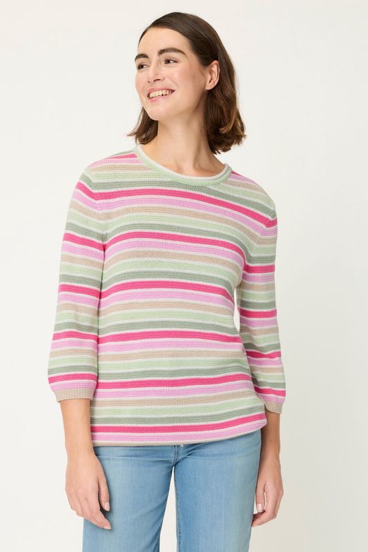 Spring Garden Striped Sweater 11004823 - Electric Fuchsia