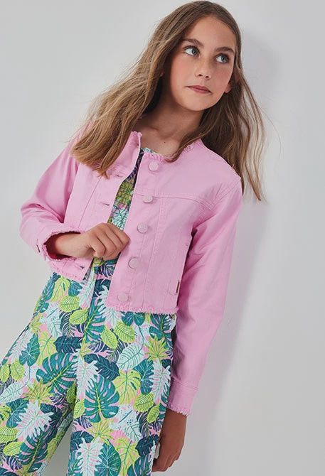 Girl's Pink Stretch Twill Jacket - 493006