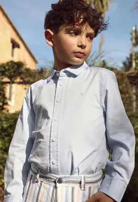 Boy's Blue Oxford Long Sleeve Shirt - 873109