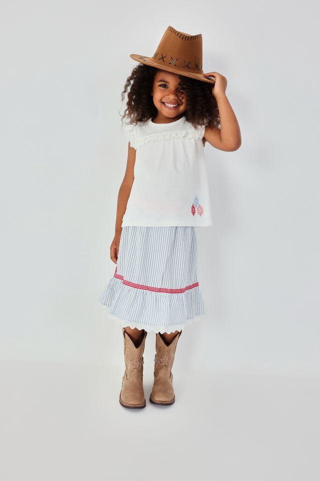 Girl's Striped Poplin Skirt - 303095