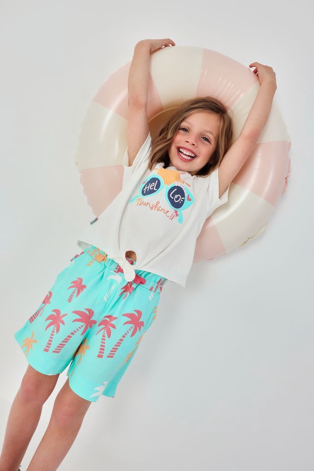 Girl's Aqua Palm Trees Shorts - 333076