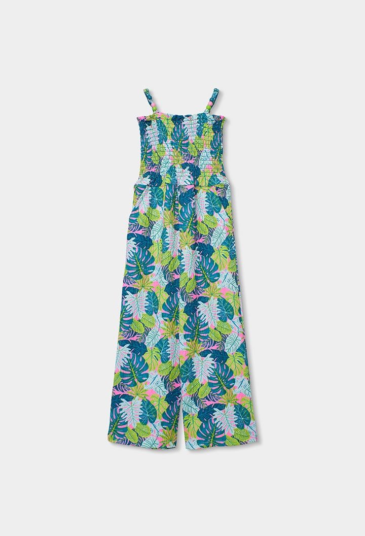 Girl's Tropical Leaves Jumpsuit - 413031