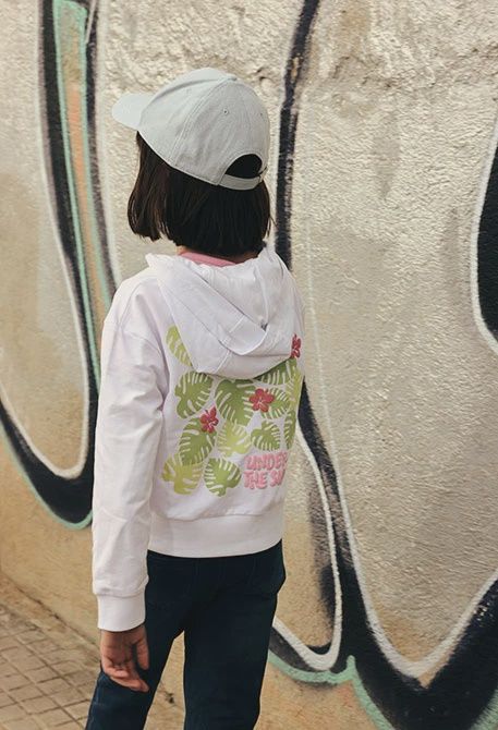Girl's White Under The Sun Zipped Hoodie - 413143