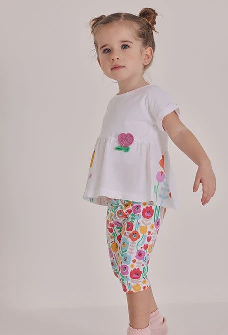 Baby Girl White Tunic/Floral Leggings Set - 143075