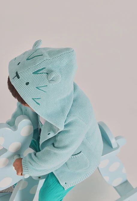 Baby Boy Aqua Knited Jacket - 233110