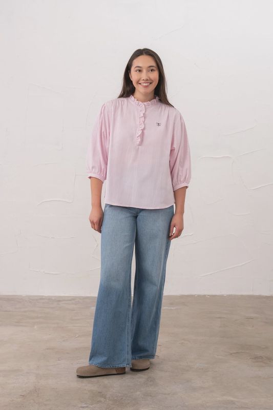 Thea Blouse - Pink Stripe