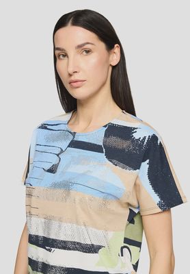 Multi Colour Short Sleeve Top with Rhinestones - 2751/1813