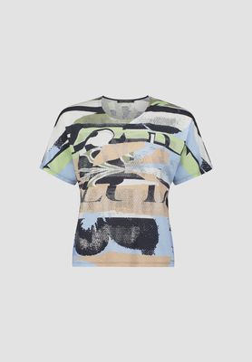 Multi Colour Short Sleeve Top with Rhinestones - 2751/1813 Multi Colour Short Sleeve Top with Rhinestones - 2751/1813
