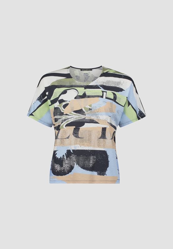 Multi Colour Short Sleeve Top with Rhinestones - 2751/1813 Multi Colour Short Sleeve Top with Rhinestones - 2751/1813