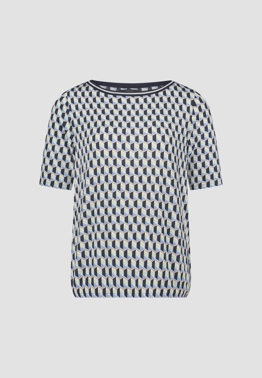 Navy Geo Print Short Sleeve Top - 2806/1989