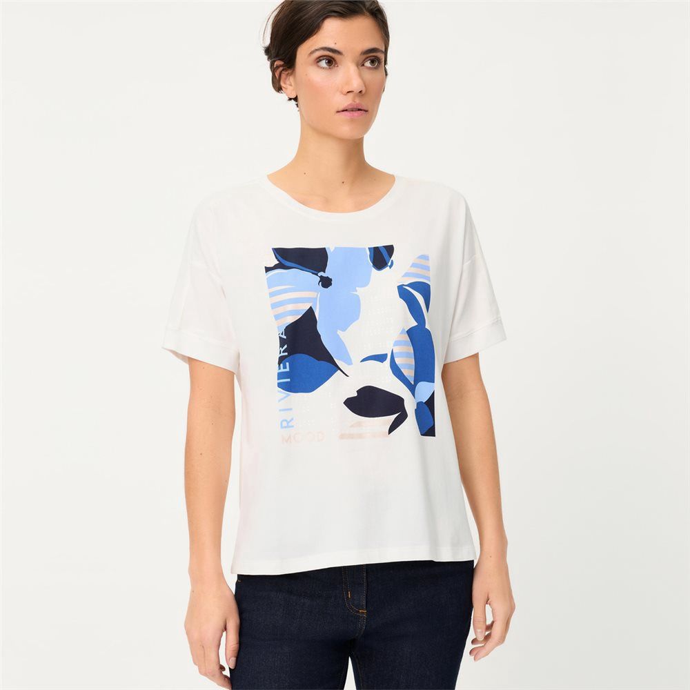 Riviera Mood Off White Pacement Print Top - 11105338