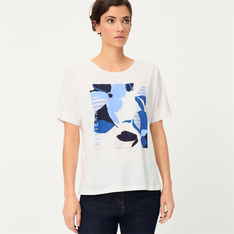 Riviera Mood Off White Pacement Print Top - 11105338