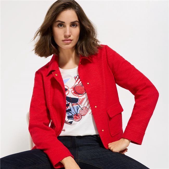 Riviera Mood Jacket with Patch Flap Pockets 15001669 - French Red