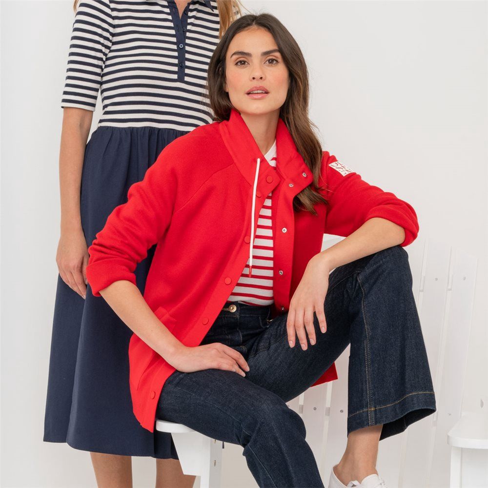 Riviera Mood French Red Stand Up Collar Jacket - 11004826