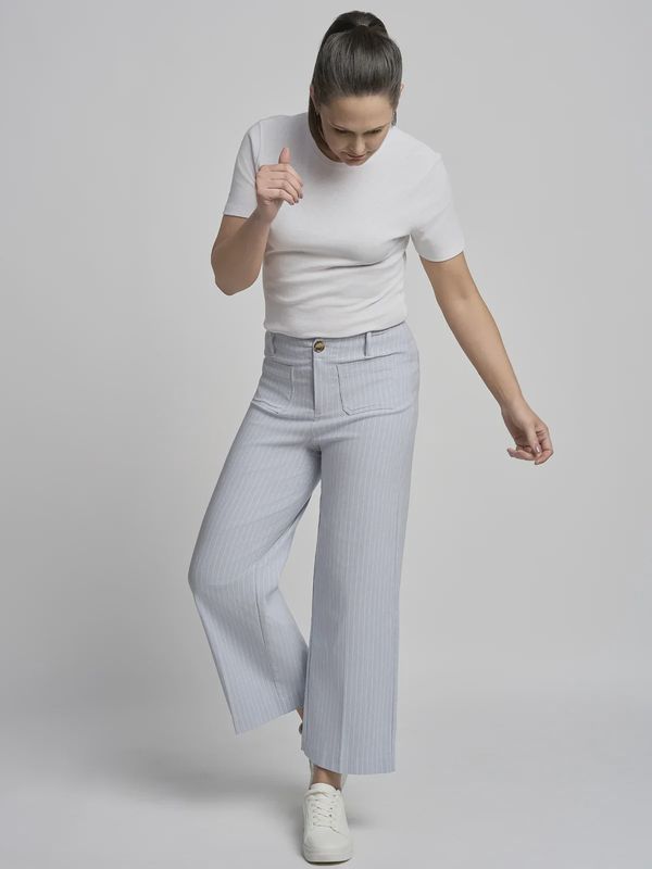 Wide Leg Culotte 640C - Denim/White Stripe