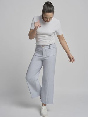 Wide Leg Culotte 640C - Denim/White Stripe