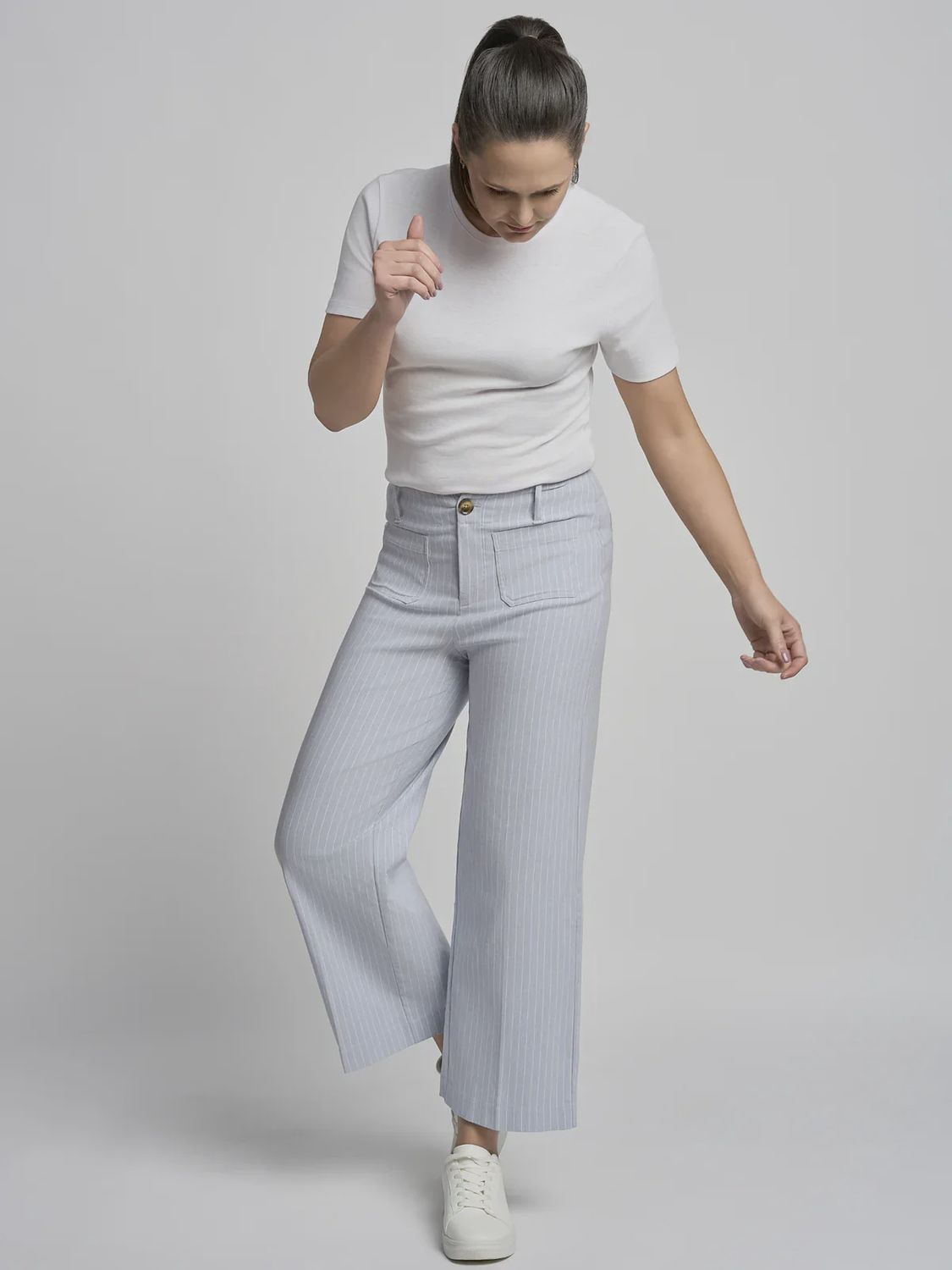 Wide Leg Culotte 640C - Denim/White Stripe