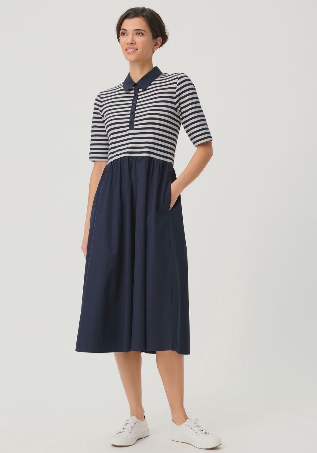 Riviera Mood Ink Blue Stripe Combi Dress - 13002065