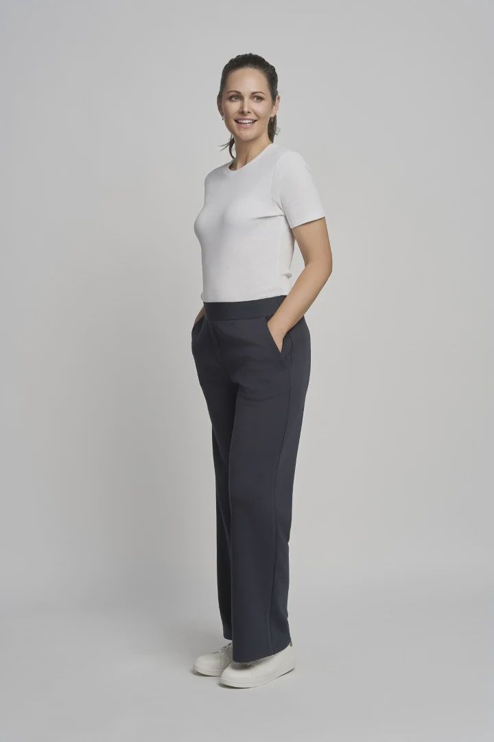 Navy Super Soft Wide Leg Trousers 729T