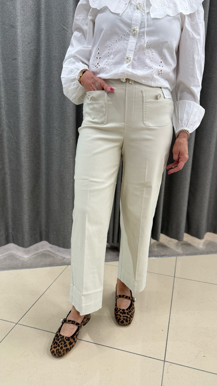 Ecru Wide Leg Culotte 638C