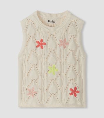 Girls Delicate Flower Crochet Top