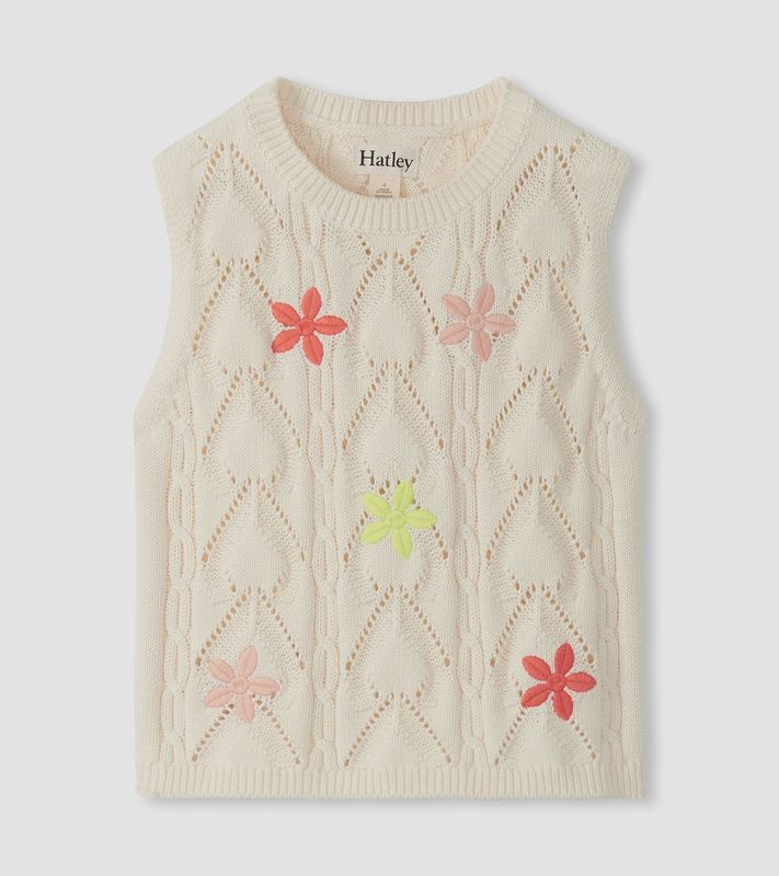 Girls Delicate Flower Crochet Top