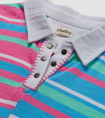 Girls Mixed Stripes Cotton Polo Dress