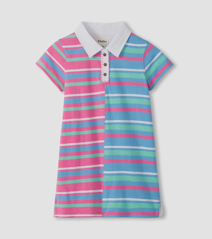 Girls Mixed Stripes Cotton Polo Dress
