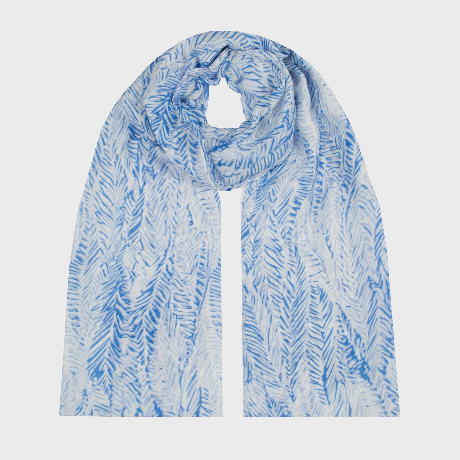 Dents - lightweight Scarf with Feather Pattern - Blue 4-2887