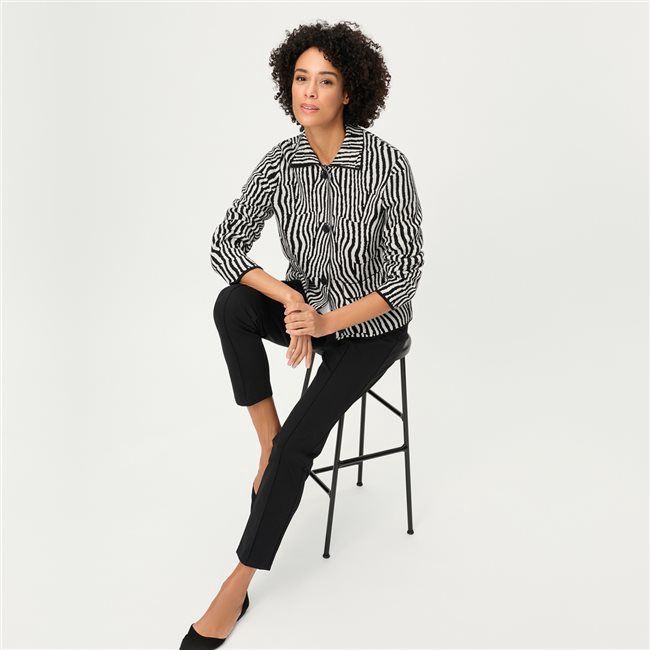 Golden Glow Black/White Shirt Collar Cardigan - 11004806