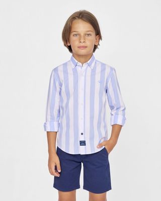 Boy's Pale Blue/White Stripe Poplin Shirt