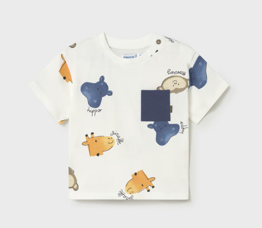 Baby Boy's Animals T-Shirt 1014 - Cream