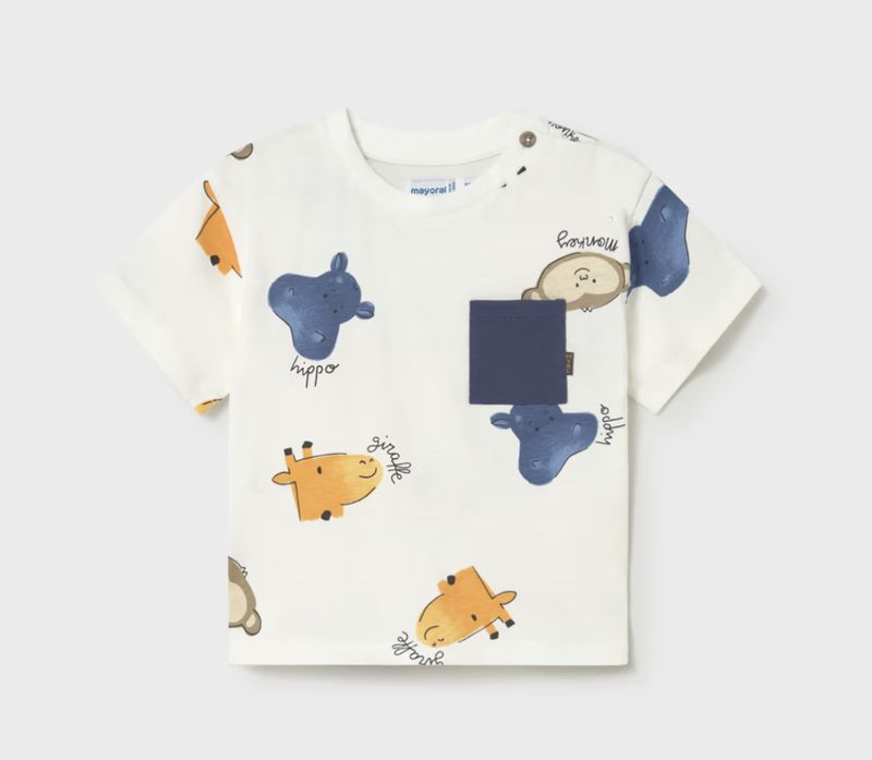 Baby Boy's Animals T-Shirt 1014 - Cream