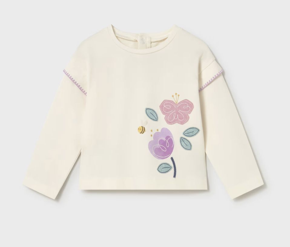 Baby Girl's Floral Print Top 1088 - Bone Lilac