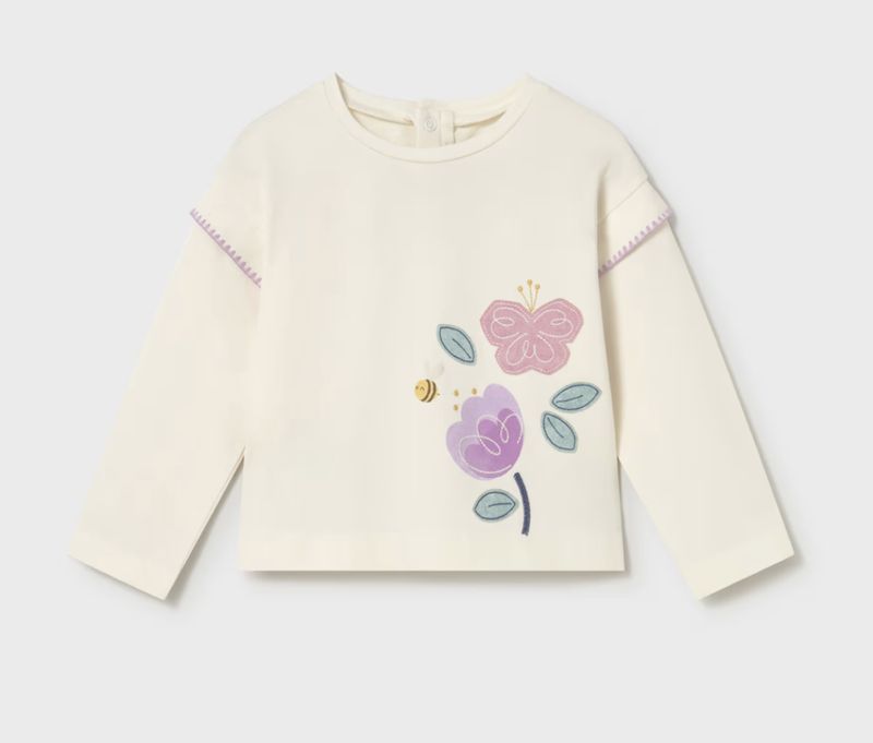 Baby Girl's Floral Print Top 1088 - Bone Lilac