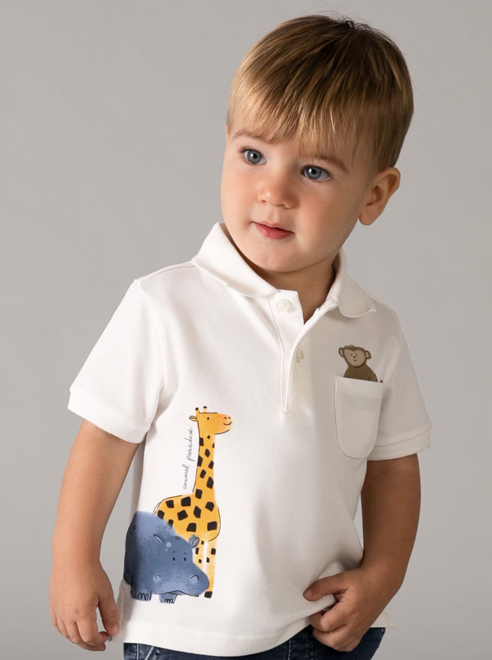 Baby Boy's Animal Polo Shirt 1108 - Cream
