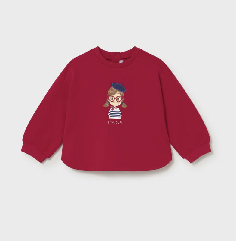Baby Girl Bonjour Sweatshirt 1495 - Red