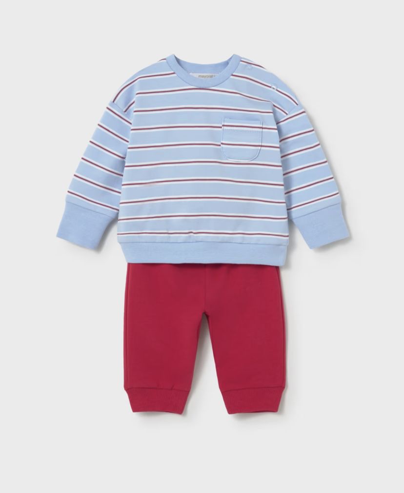 Newborn Boy's Jogger Set 1628A - Red/Blue
