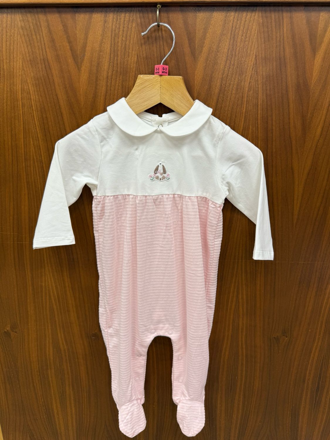 Newborn Girl's Romper 1703B - Pink/White