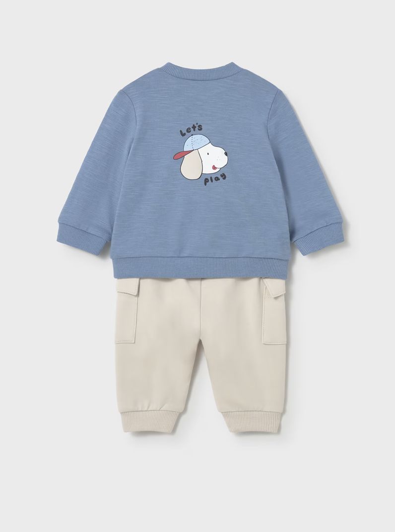 Newborn Boy's Jogger Set 1628B - Blue/Stone