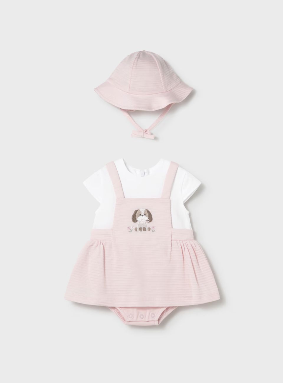 Newborn Girl's Romper Skirt Set 1631 - Baby Pink