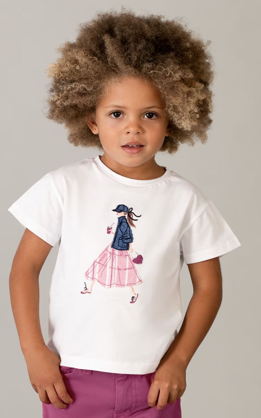 Girl's Graphic Print Top 3011 - White