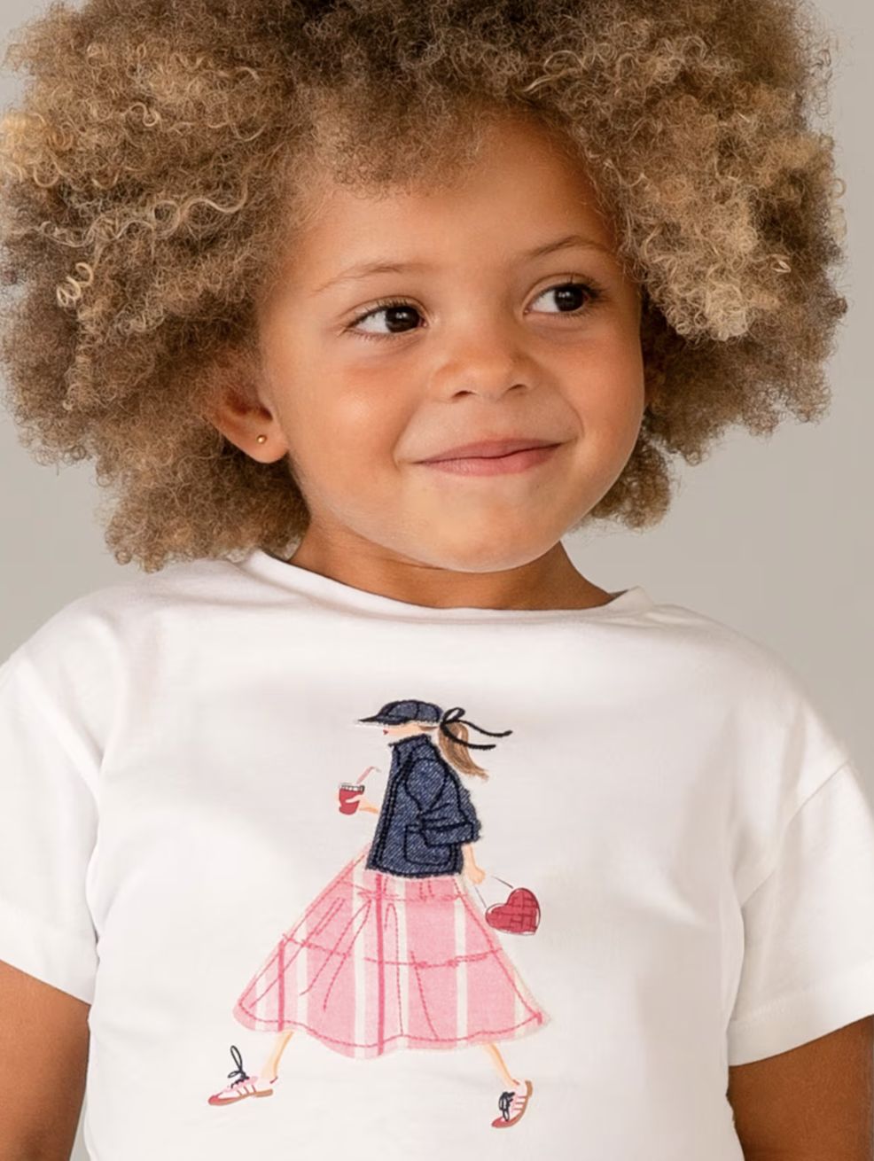 Girl's Graphic Print Top 3011 - White